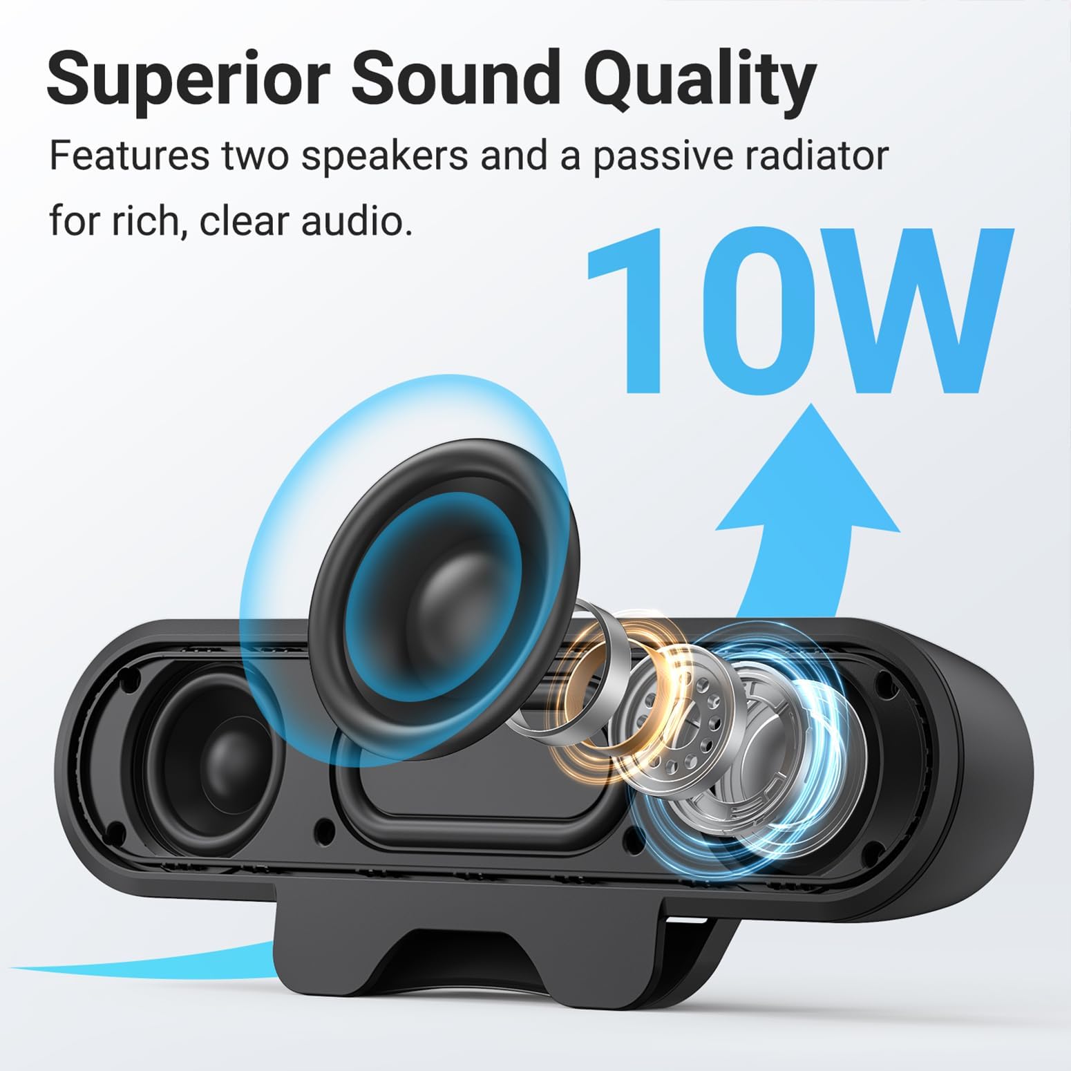 INGA Głośniki do komputera stacjonarnego, głośnik USB do monitora z klipsem, głośniki biurkowe z mocnym dźwiękiem stereo HD, Mini Soundbar do laptopa, łatwy montaż na monitorze