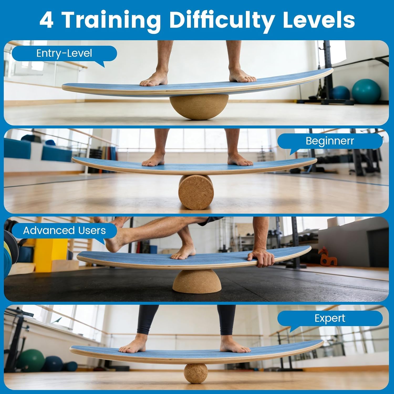 Surf Balance Board Trainer, Balanceboards Holz für Erwachsene Surf Core-Training, Fitness, Indoor Surfboard und Gleichgewichtsboard mit RolleHalbkugel und Balance Ball für Kinder Erwachsene
