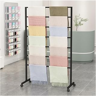 UWYTGF Floor Standing Scarf Holder Display Rack Jewelry Holder,Belt Shawl Hanger Hijab Organizer Multiple Purpose Holder,Removable Portable Commercial Clothing Hanger,Boutique R,Black,80X40X145Cm