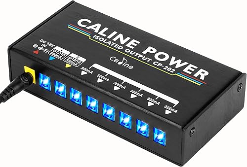 Caline Fuente de alimentación para pedal de guitarra CP-202, fuente de alimentación aislada verdadera con 8 salidas CC totalmente aisladas de 9 V12 disponible en Yaxa Colombia