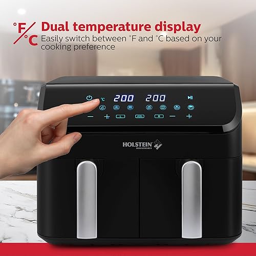 Miniatura 9 de Holstein Housewares 9.5 QT Freidora de aire digital de canasta doble, controles independientes - antiadherente, cocina saludable con menos aceite, 8