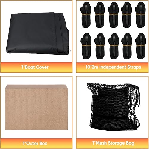 Miniatura 9 de NEVERLAND Funda para lancha impermeable resistente al agua, cubierta de lancha de pontón de grado marino, lona de poliéster remolcable para lanchas