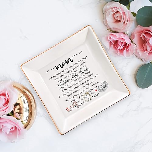 Miniatura 6 de SUNBMO Madre de la novia - Soporte de cerámica para anillos, regalo de boda para madre, regalo de agradecimiento para mamá