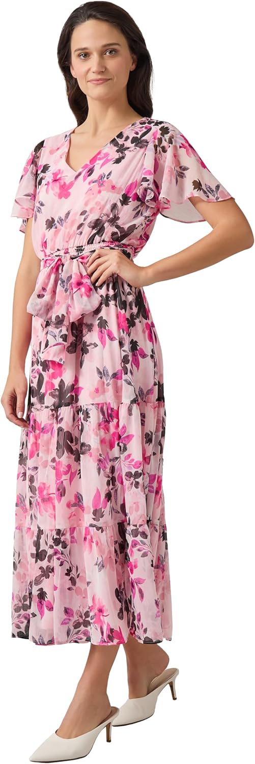 Kasper Women's Fluter SLV Tiered Smocked Bk Dress