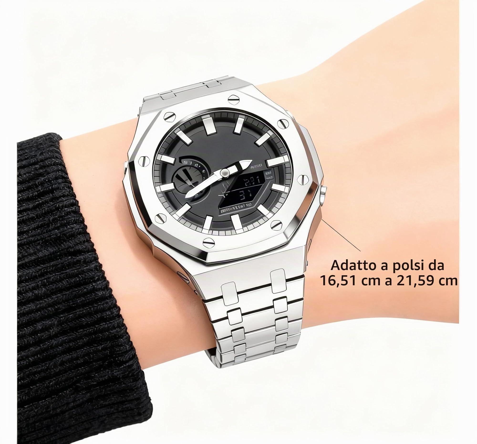 Ricambio Cinturino per Orologio Acciaio Inossidabile 316L compatibile con Casio G-Shock GA-2100 / GA-2110