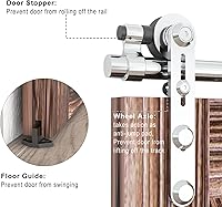 Vista 50 de TSMST Kit de herrajes para puerta corrediza de granero de 6 pies, riel de acero inoxidable de servicio pesado resistente con montaje superior