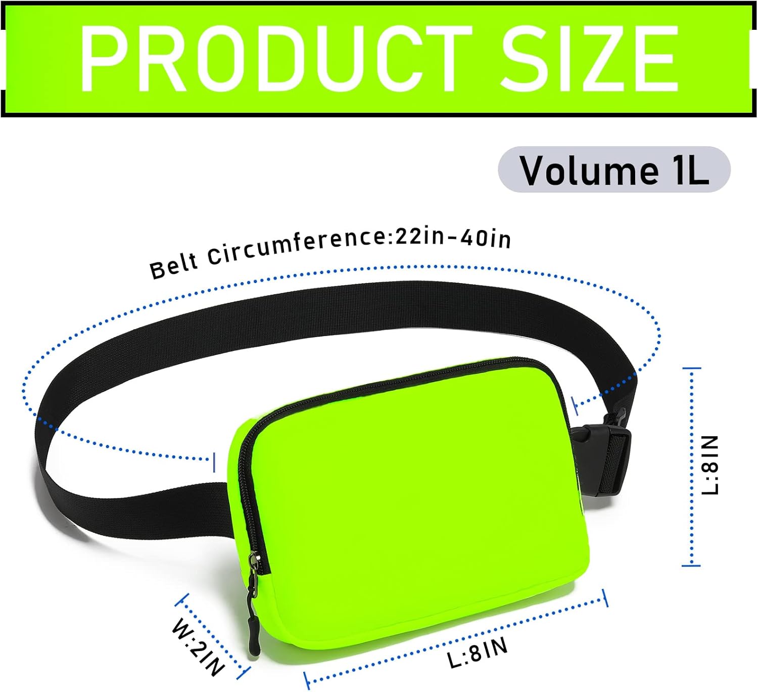 Fanny Pack,Belt Bag,40 Inch Asjustable Strap Everywhere Belt Bag,for Women and Men Green - Image 7