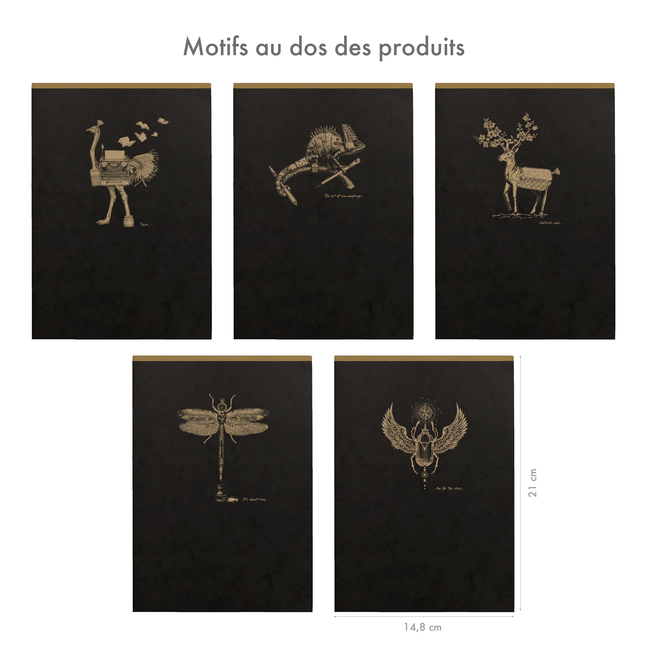 Clairefontaine 102636C - Lot 5 Blocs Encollés Flying Spirit Noir A5 140p