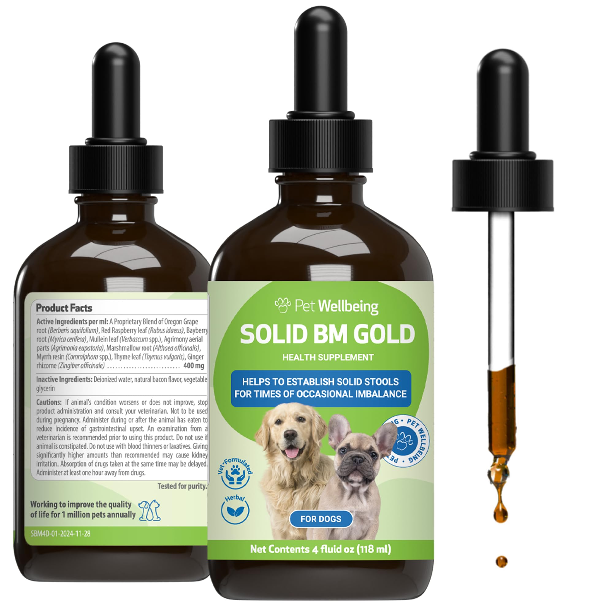 Pet Wellbeing Solid BM Gold for Dogs - Supports Healthy Digestive Function, Solid Stools, Normal Bowel Movements, Bayberry - Veterinarian-Formulated