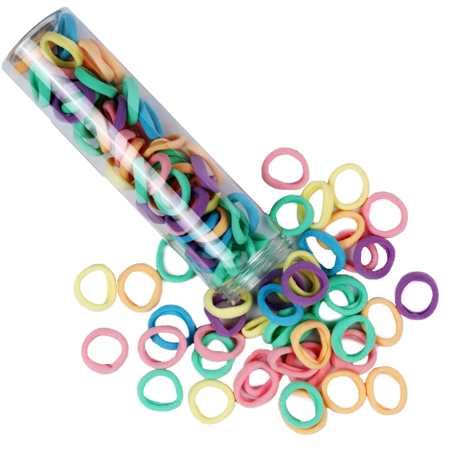 JIRIS100 pcs No Break Hair Ties fitting Kit, and limited-time Starter Kit | Gentle for any hair type with no slipping or snagging Color mixing(Multicolor)