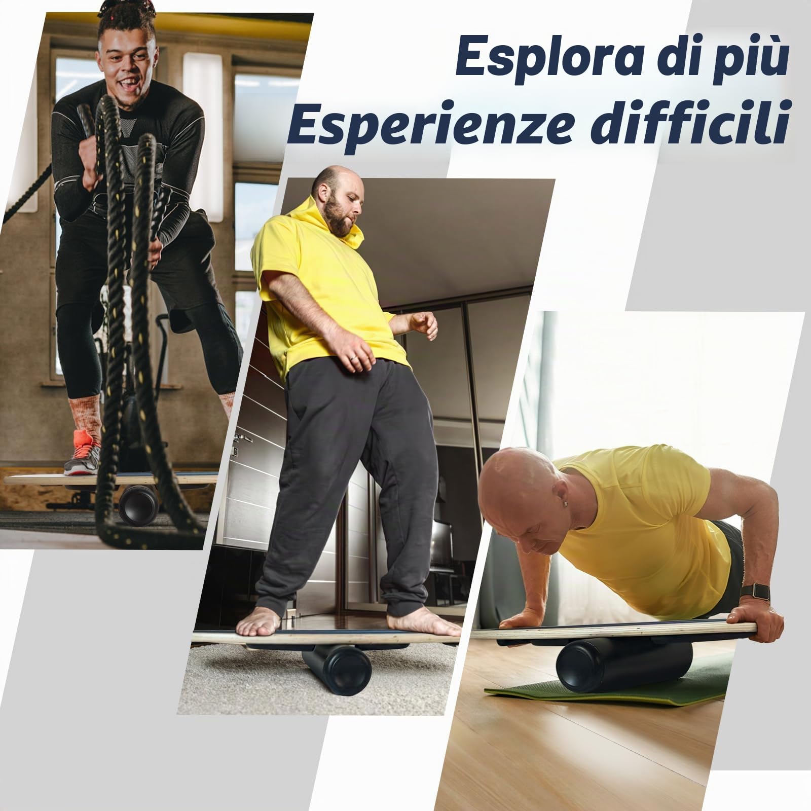 Leogreen Tavola dell’Equilibrio in Legno, 7 Modalità Skateboard | Tavola Multifunzione con Rullo e Pallina d’Equilibrio, Ideale per Fitness, Yoga e Surf, Interni
