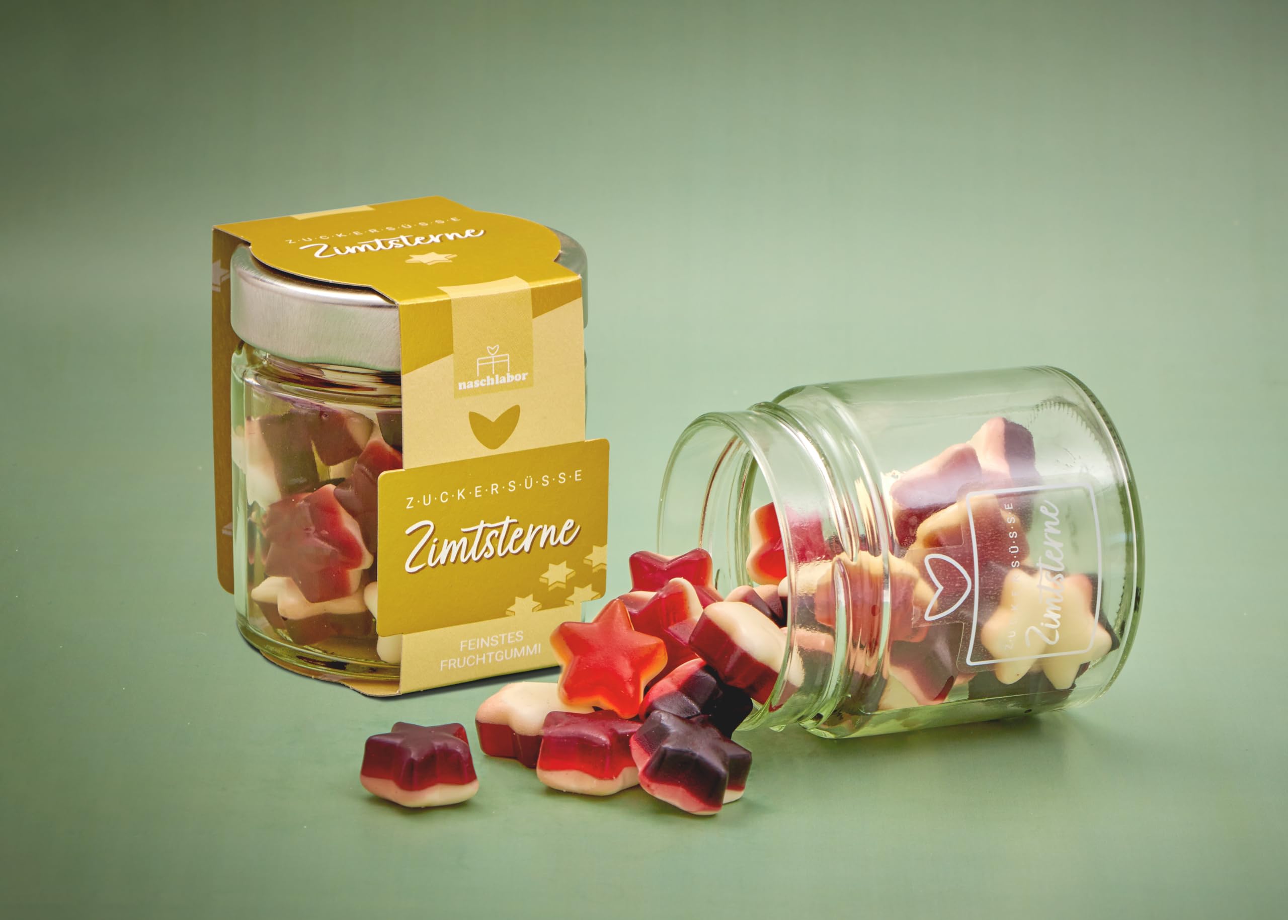 8 Stück Zuckersüße Zimtsterne mit Vanilleschaum 120g | Große Verpackung | Gummibärchen als Zimtstern | Geschenk für Weihnachten | Süße Zimtsterne