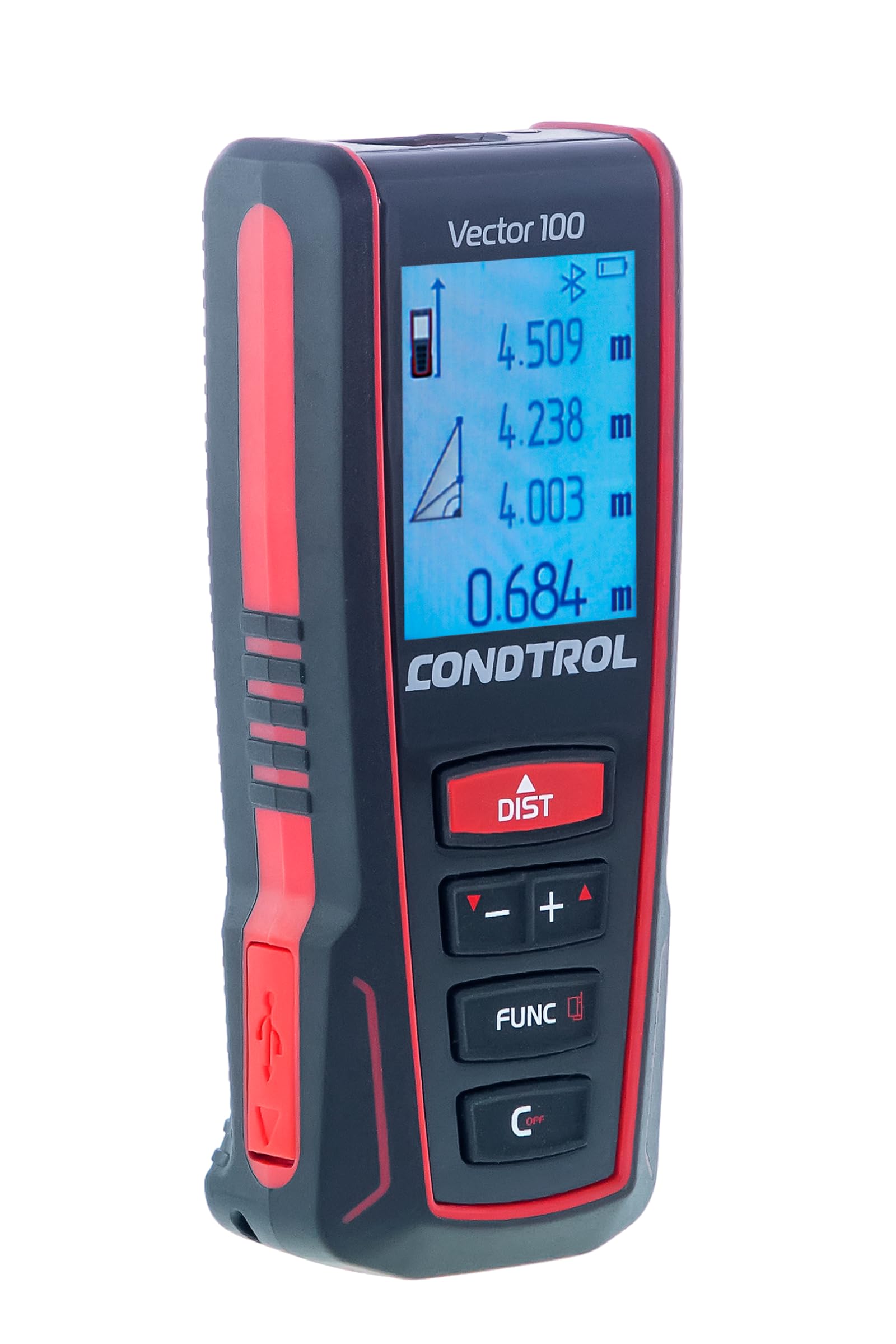 CONDTROL - Telemetro VECTOR 100 - Portata da 0,05 a 100 metri - Misurazione precisa e continua - Laser rosso - Bluetooth - Garanzia 2+1 anni - Fornito con accessori