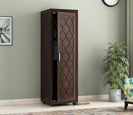 KARINA FURNITURE Wooden Wardrobe for Clothes | Sheesham Wood 1-Door Wardrobe with 3. Shelves Storage | Solid Wood Large Cupboard Almirah: Storage Cabinet for Your Living/Bedroom/Kitchen (Design 103)