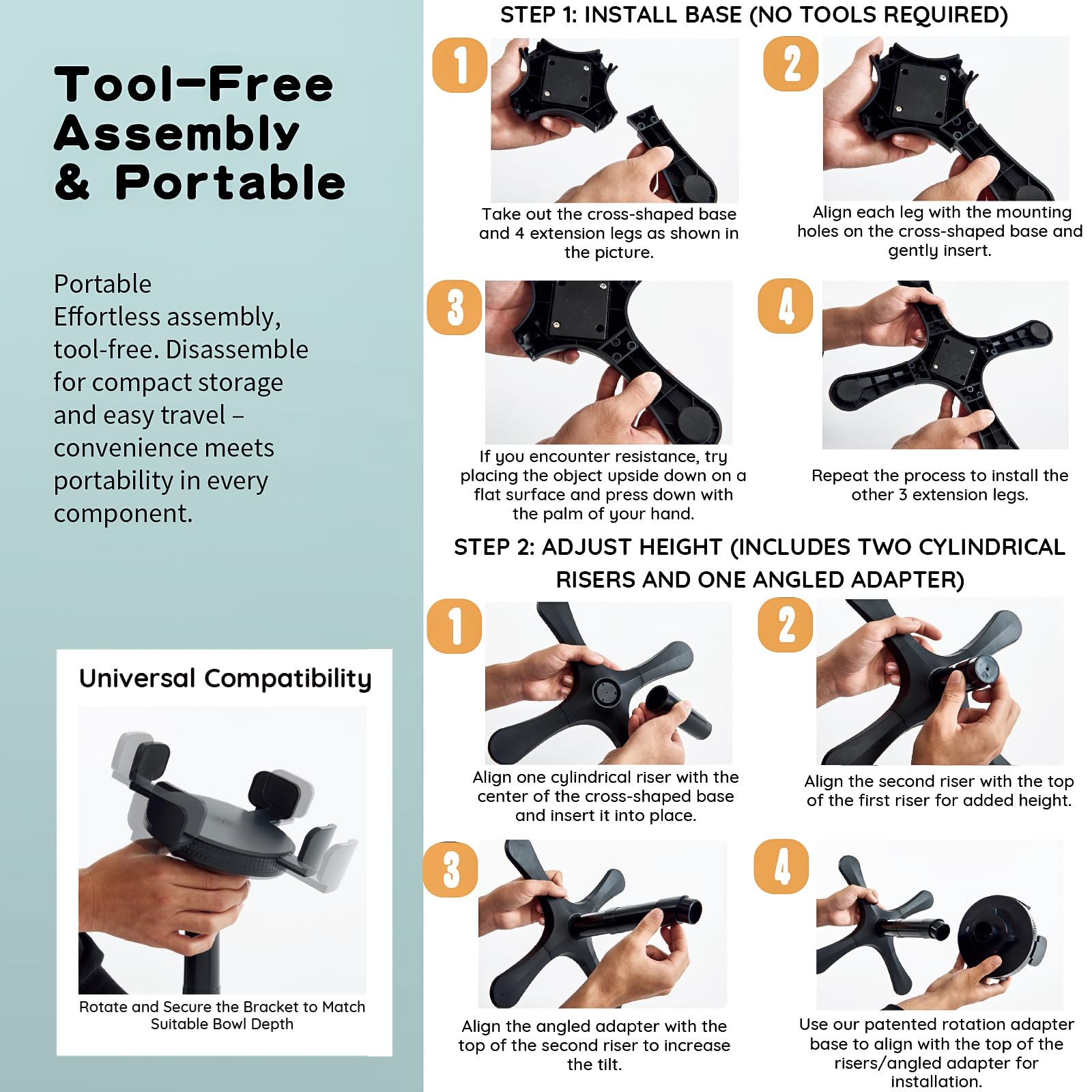 ALILEWAY - Paquete de 2 soportes elevados para cuencos para perros, ancho ajustable en altura, soportes elevados para cuencos para perros, cuencos de alimentación para mooost, almohadillas