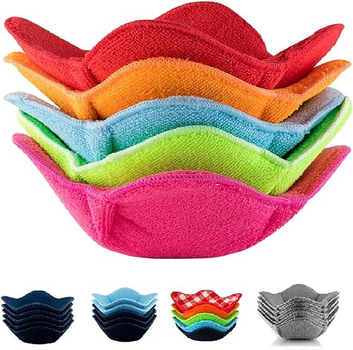 Miniatura 7 de SHILA Bowl Snuggies, juego de 5 soportes para cuencos calientes aptos para microondas para mantener tus manos frescas y tu comida caliente,