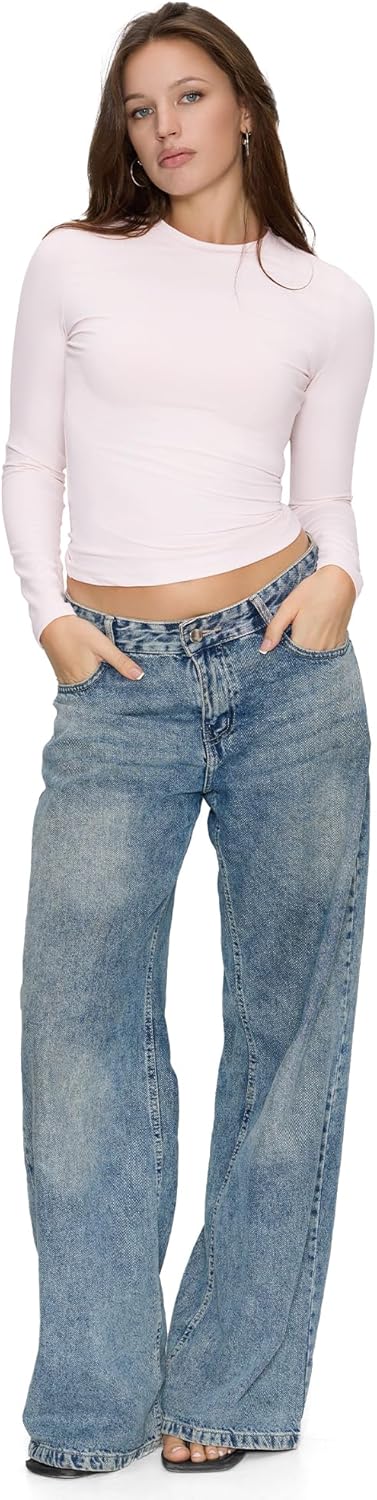 Long Sleeve Shirts for Women Fall Fashion Basic Crop Top Womens Going Out Outfits Y2k Clothes - Image 7