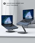 LULULOOK Laptop Stand, Foldable Laptop Stand with 360 Rotating Base, 360° Swivel Adjustable Aluminum Ergonomic Computer Stand for Desk Compatible with MacBook Pro/Air, Dell, Laptops (Gray 10-17inch)