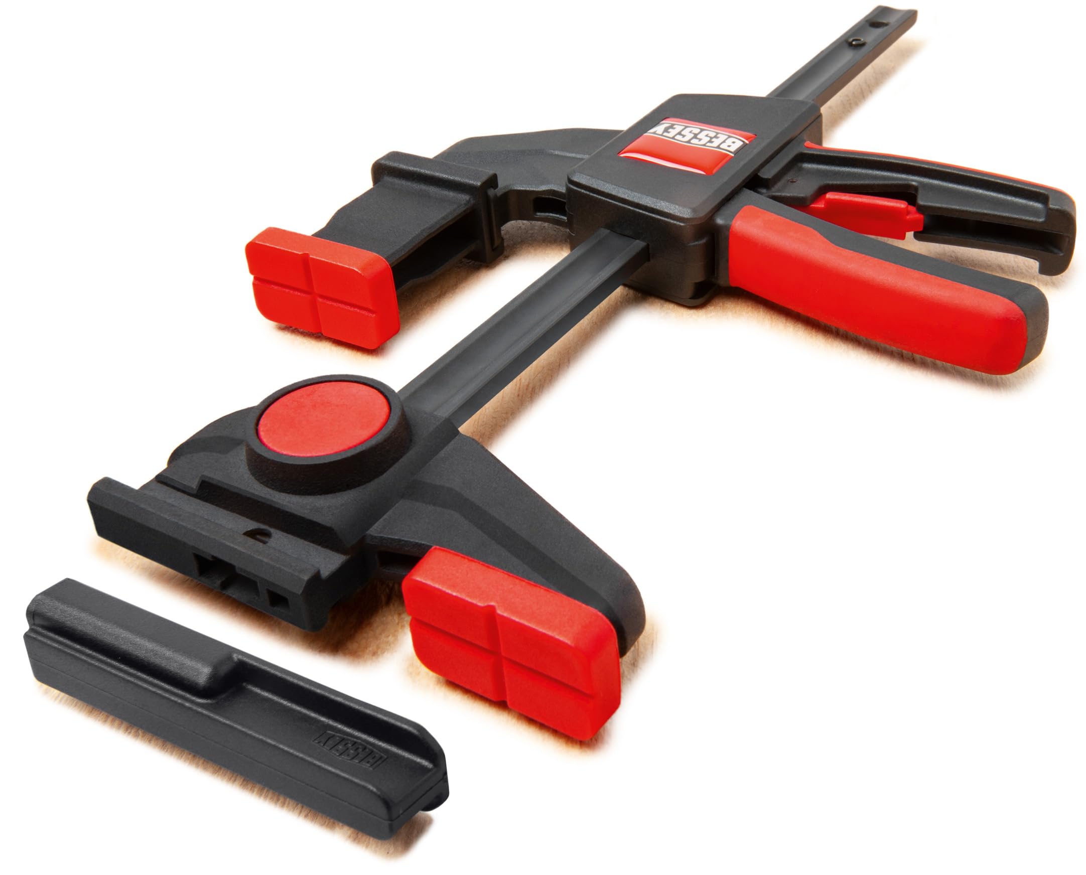 BESSEY Abrazadera con una mano y abrazadera de mesa EZR15SET, fijación de rieles de guía en mesas de trabajo, adaptador en parte superior/inferior, peso 0,90 kg