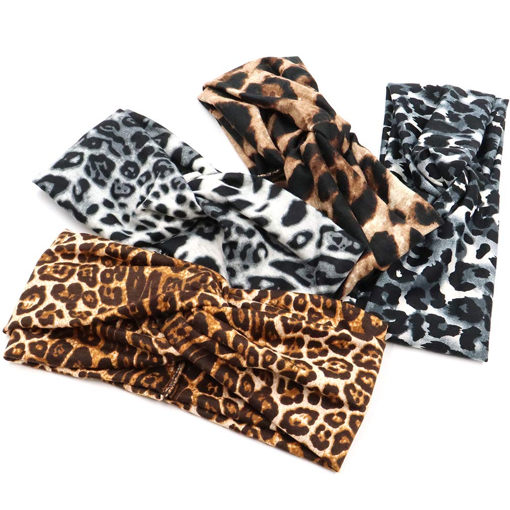 NODG 4 Pieces Knot Headbands for Women Leopard Headbands