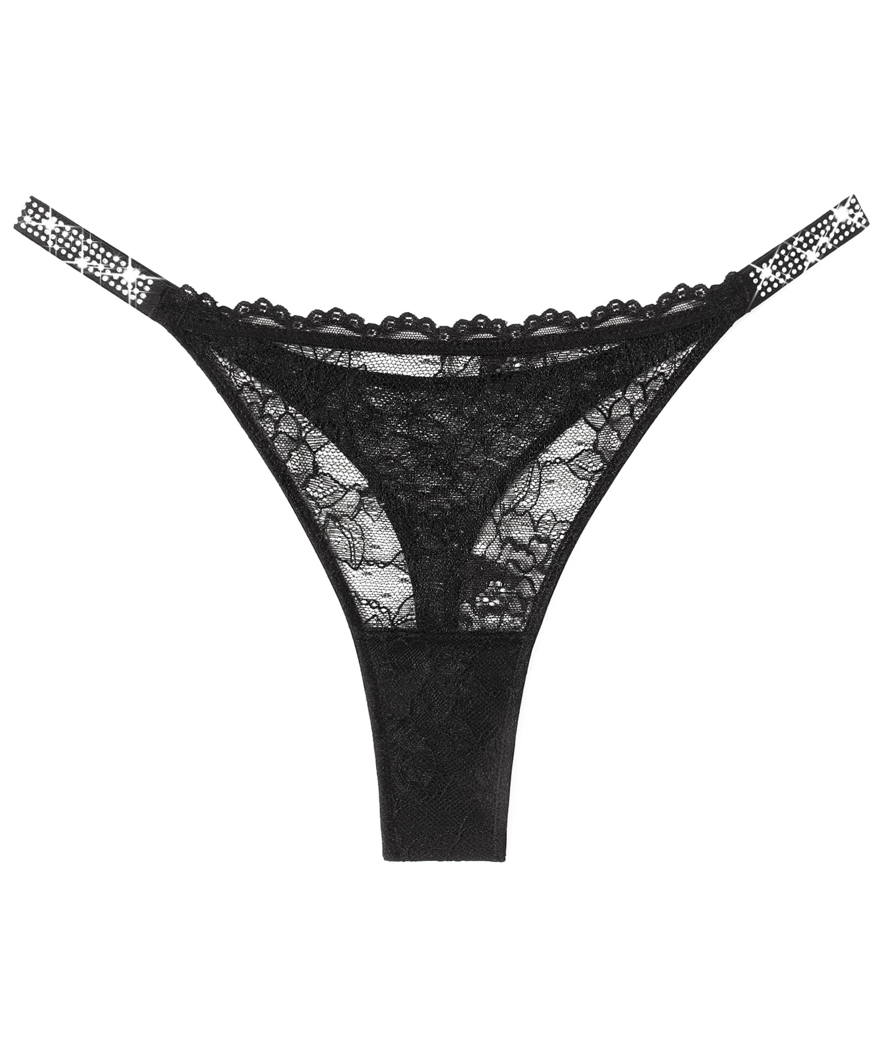 Avidlove Lace Thongs for Women with Rhinestone-Embellished Strap Cheeky Underwear Sexy Panties 1-3 Pack