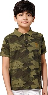 Alan Jones Clothing Boy's Cotton Regular Fit Camouflage Polo T-Shirt Price In India