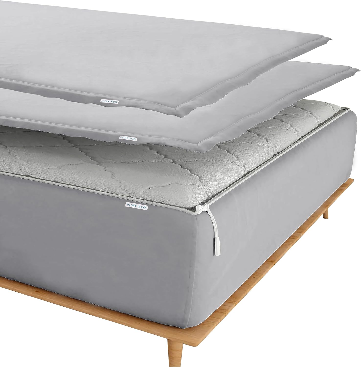 Pure Eco Easy Zip Fitted Sheet Includes 1 Fitted Sheet Base & 2 ZipOn Sheets UP