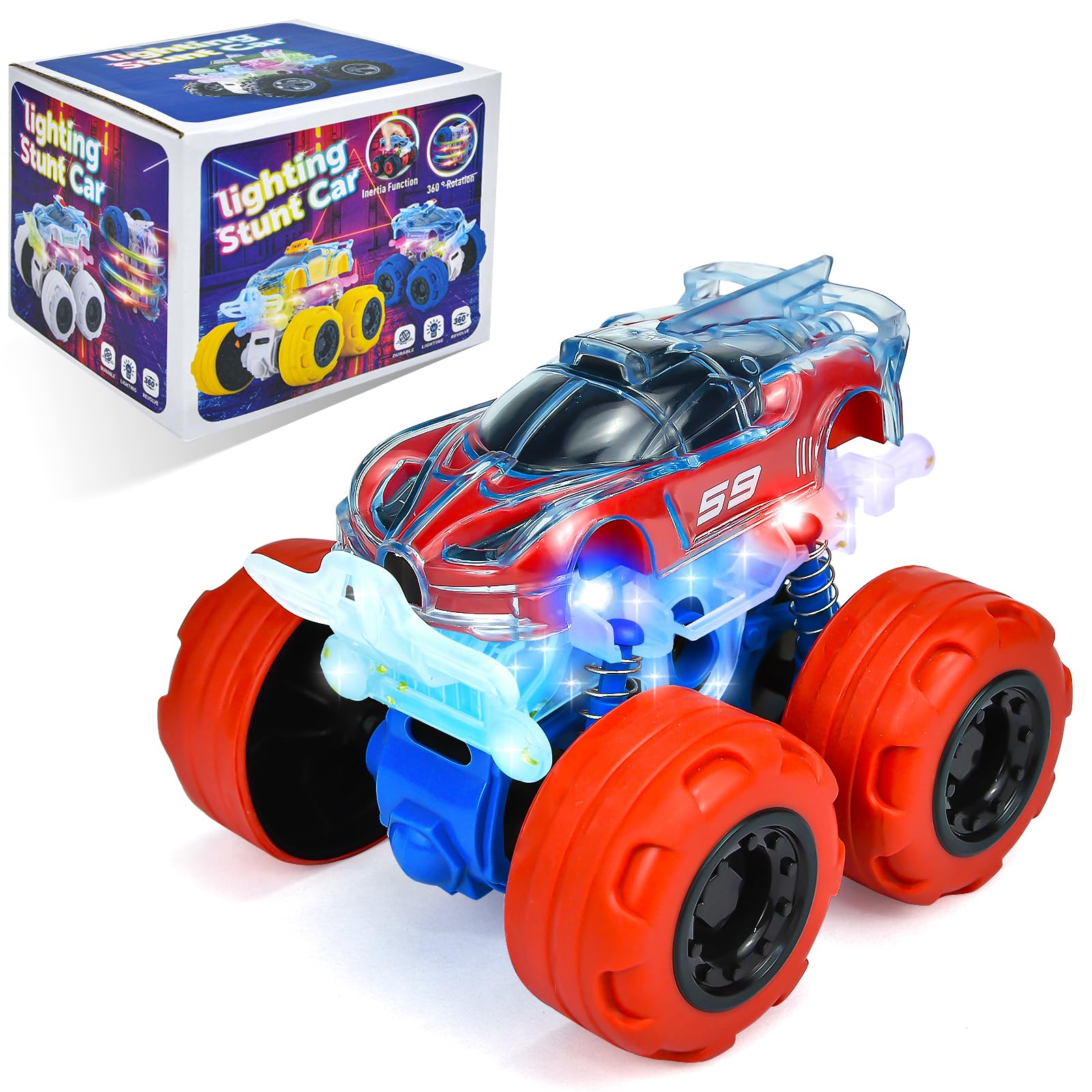 TQBYNJ Monster Truck Toys for 3 4 5 Year Old Boys - Friction Powered Toy Cars for Toddlers Boys Girls Ages 3-6 - Push and Go Cars Christmas Birthday
