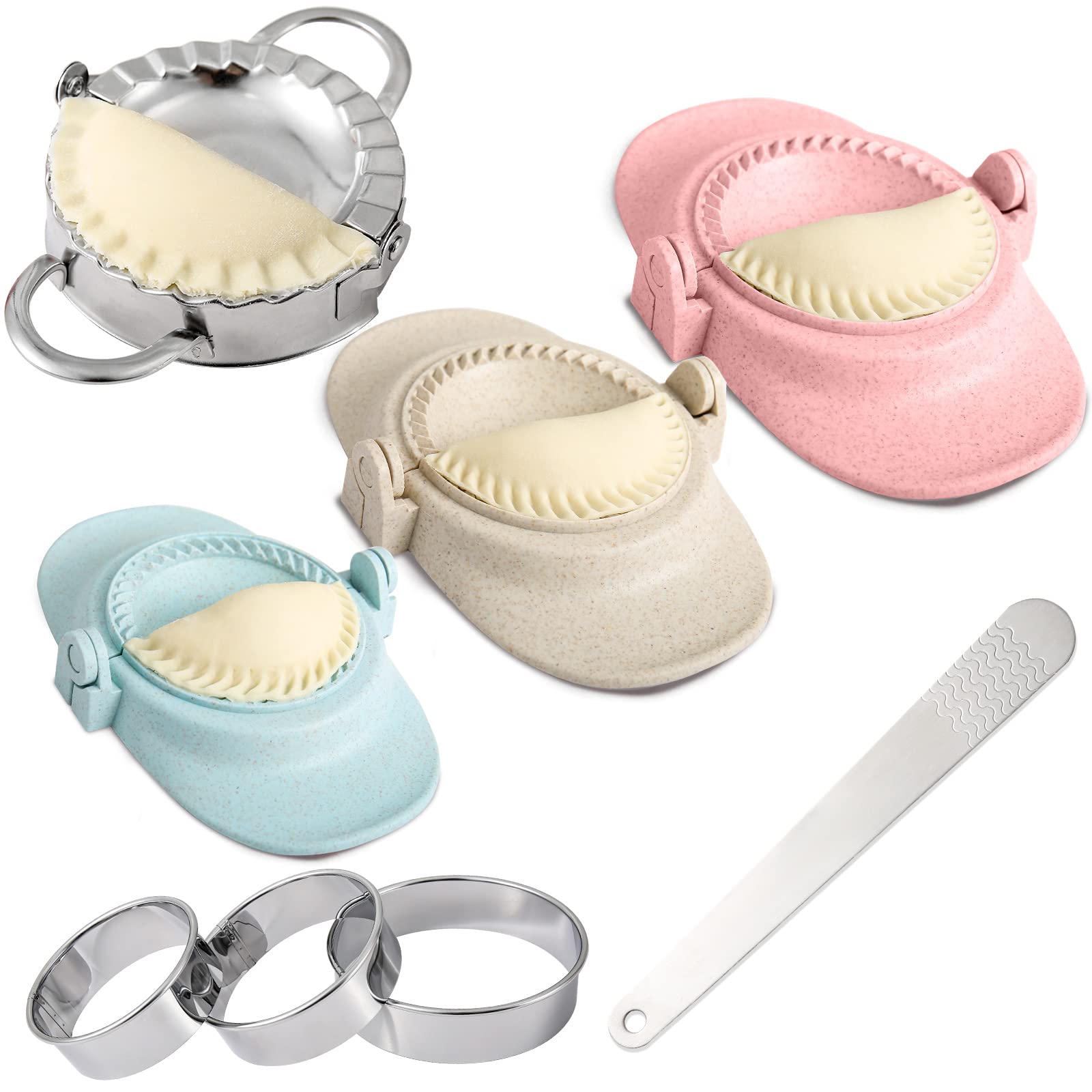 Dumpling Maker Dough Press Empanada Pierogi Wonton Crimper Mold Stuffed Cookies Pie Ravioli Multifunctional DIY Manual Wrapper Stamp Cutter Fried Pastry