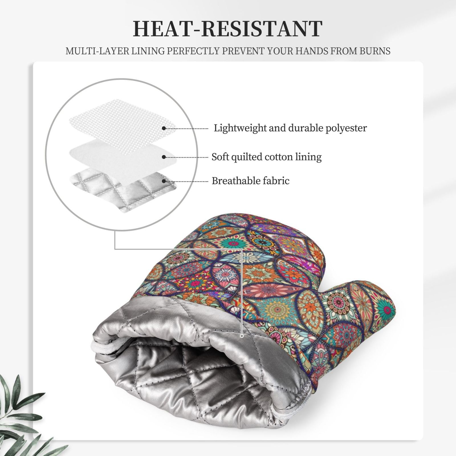 Mandala - Juego de 4 manoplas y agarraderas bohemias para horno y agarraderas, resistentes al calor, guantes de cocina étnicos, almohadillas calientes para cocinar, hornear, asar a la parrilla