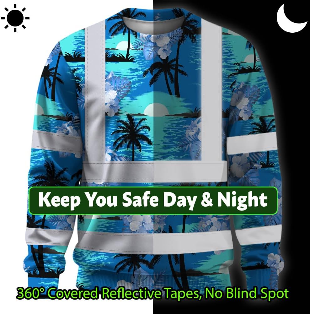 Flowers High Visibility Long Sleeve Shirt Custom Name Reflective Safety Workwear for Workers, Runners