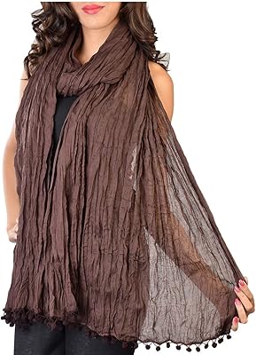 Stylesindia Cotton Solid Colors Women Dupatta scarves Shawl (Dark Brown) X-Large Peach