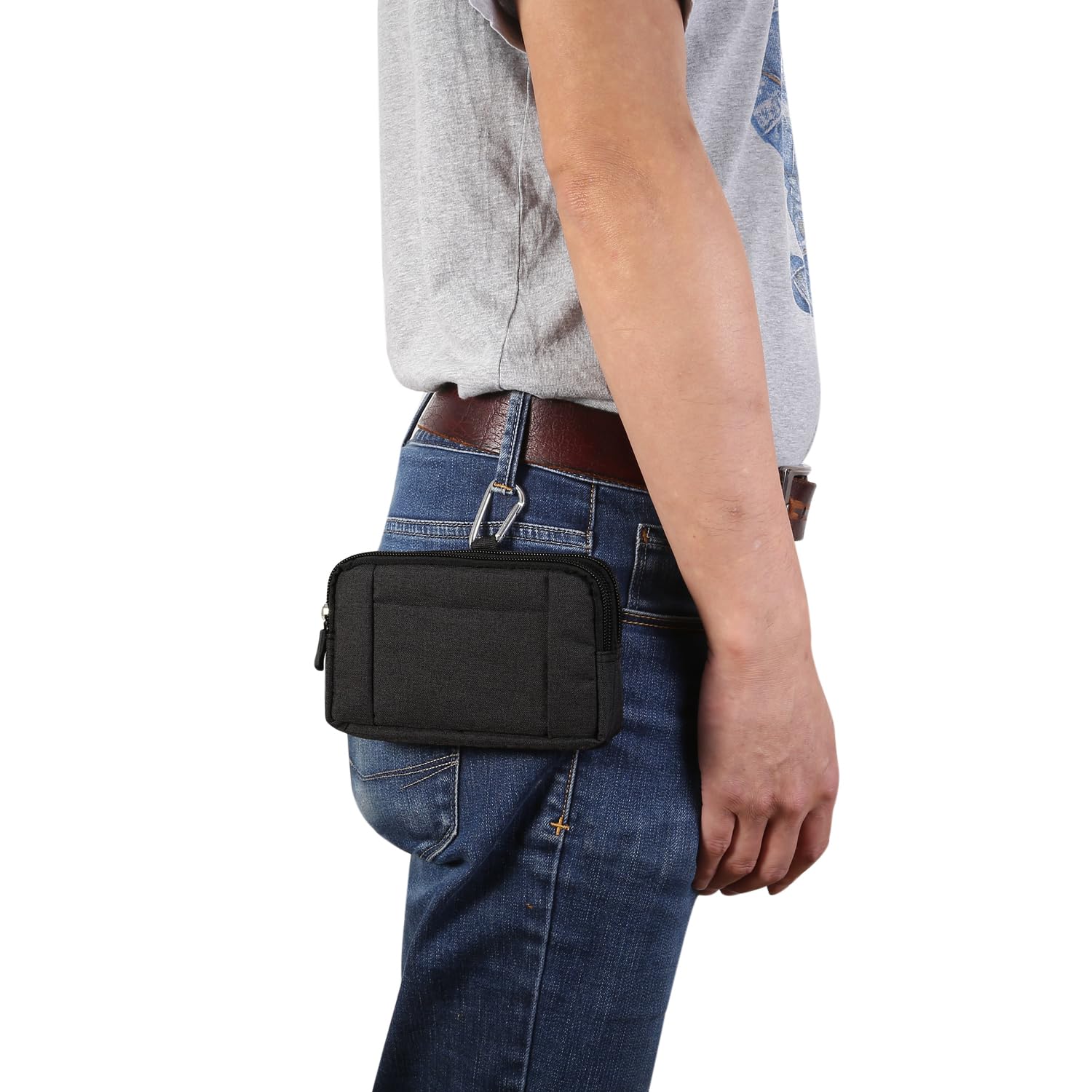 Sacchetto della Clip Verticale Custodia, Borsa da Uomo Marsupio per Cellulare, 7.2" Borsello Clip da Cintura Fondina da Uomo Caso Portafoglio Campeggio Custodia da Cintura Pochette con Passante Gancio