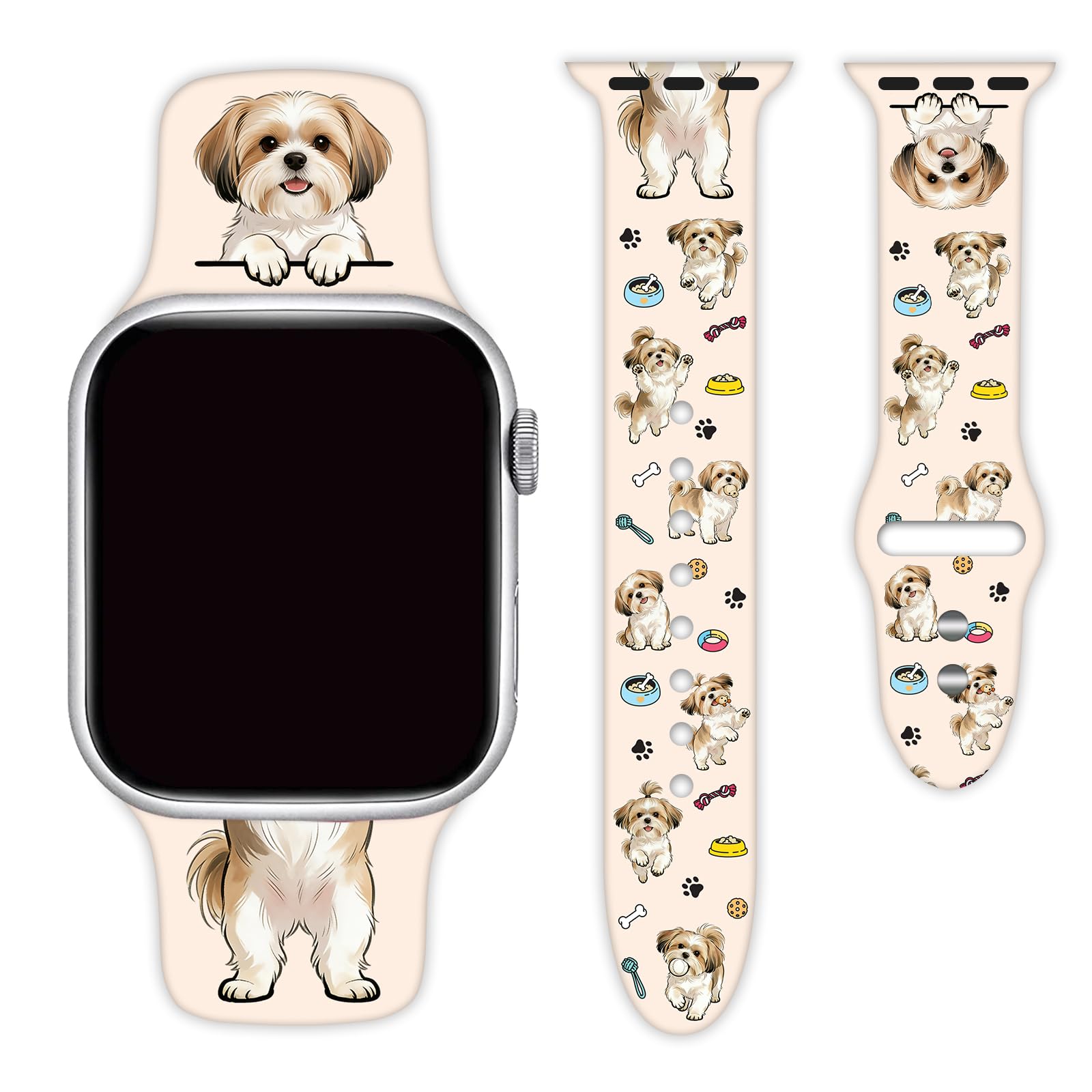 Dog Silicone Bands Compatible with Apple Watch 38mm 40mm 41mm 42mm 44mm 45mm 46mm 49mm Women Men, Soft Waterproof Replacement Sport Straps Wristbands for iWatch Series 11 10 9 8 7 6 5 4 SE/Ultra 3 2 1 - 2