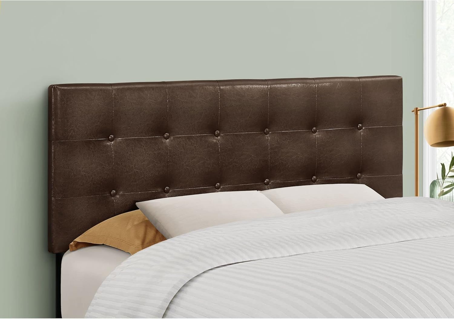 Monarch Specialties I 6000F Bed, Headboard Only, Full Size, Bedroom, Upholstered, Pu Leather Look, Brown, Transitional