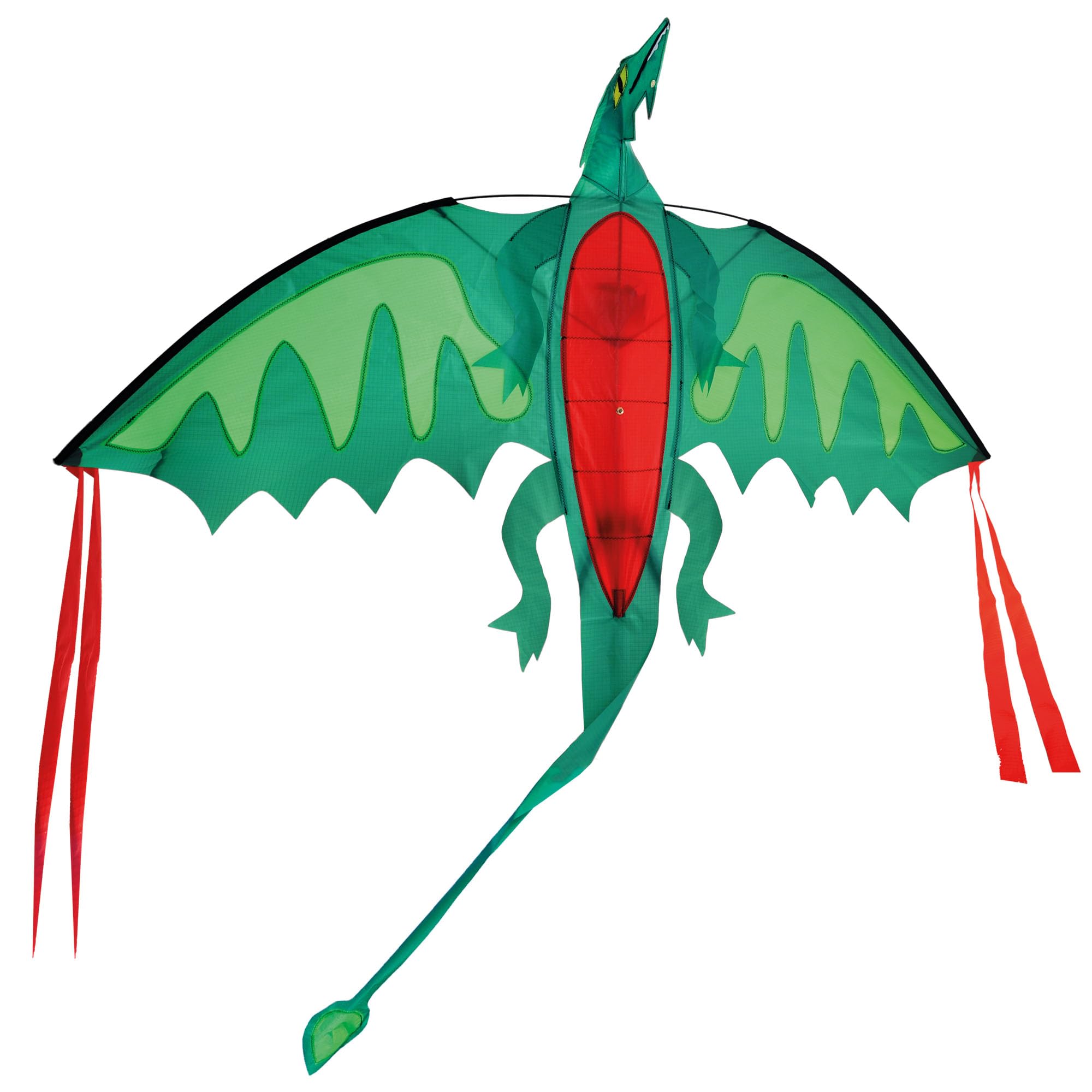 BROOKITE from Peterkin | Chinese Dragon Kite | Green and Red Dragon themed Kite - 140cm x 158cm - Spinnaker Nylon with 1 handle | Kites | Outdoor Toys | Sport & Leisure | Ages 3+