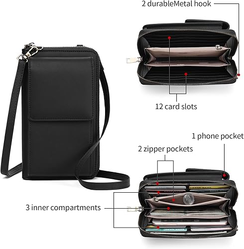 Miniatura 3 de SENDEFN Bolso cruzado pequeño para teléfono celular para mujer, de cuero, con múltiples ranuras para tarjetas