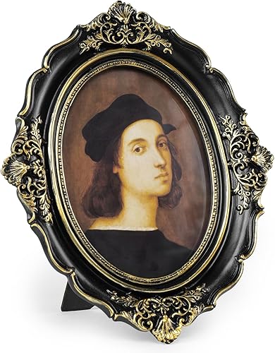 Miniatura 63 de Cuspin Marco de fotos de 5 x 7 pulgadas, marcos negros y dorados, marco de fotos de resina con textura ornamentada vintage hecha a mano con parte