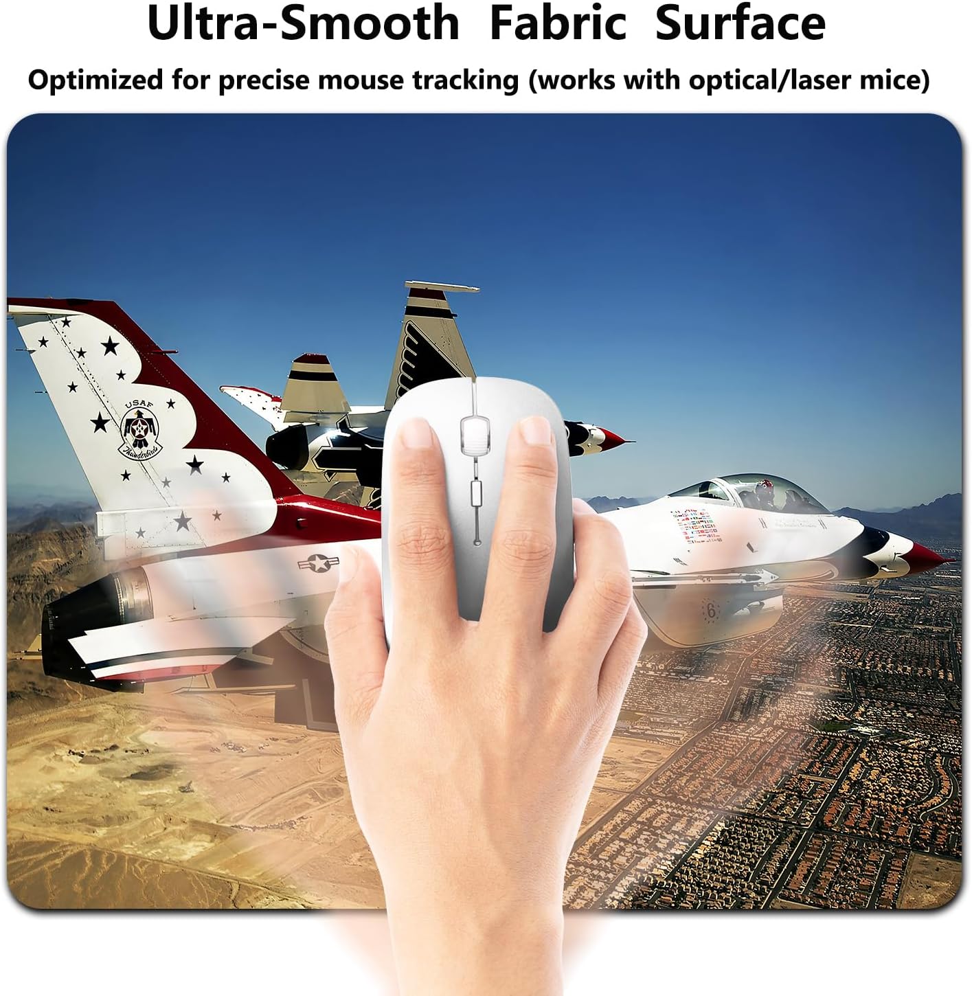 9.5x7.9 Inch Office/Gaming Mouse Pad, U.S. Air Force Thunderbirds Perform an Impressive Formation Flight Patriotic Military Theme Cute Anti-Slip Mat for Desk image 3