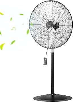 VEVOR Industrial Pedestal Fan, 30 Inch 85-Degree Oscillating Fan, Height Adjustable Standing Fans with 3 Adjustable Speeds, High Power Floor Fans for Office, Black