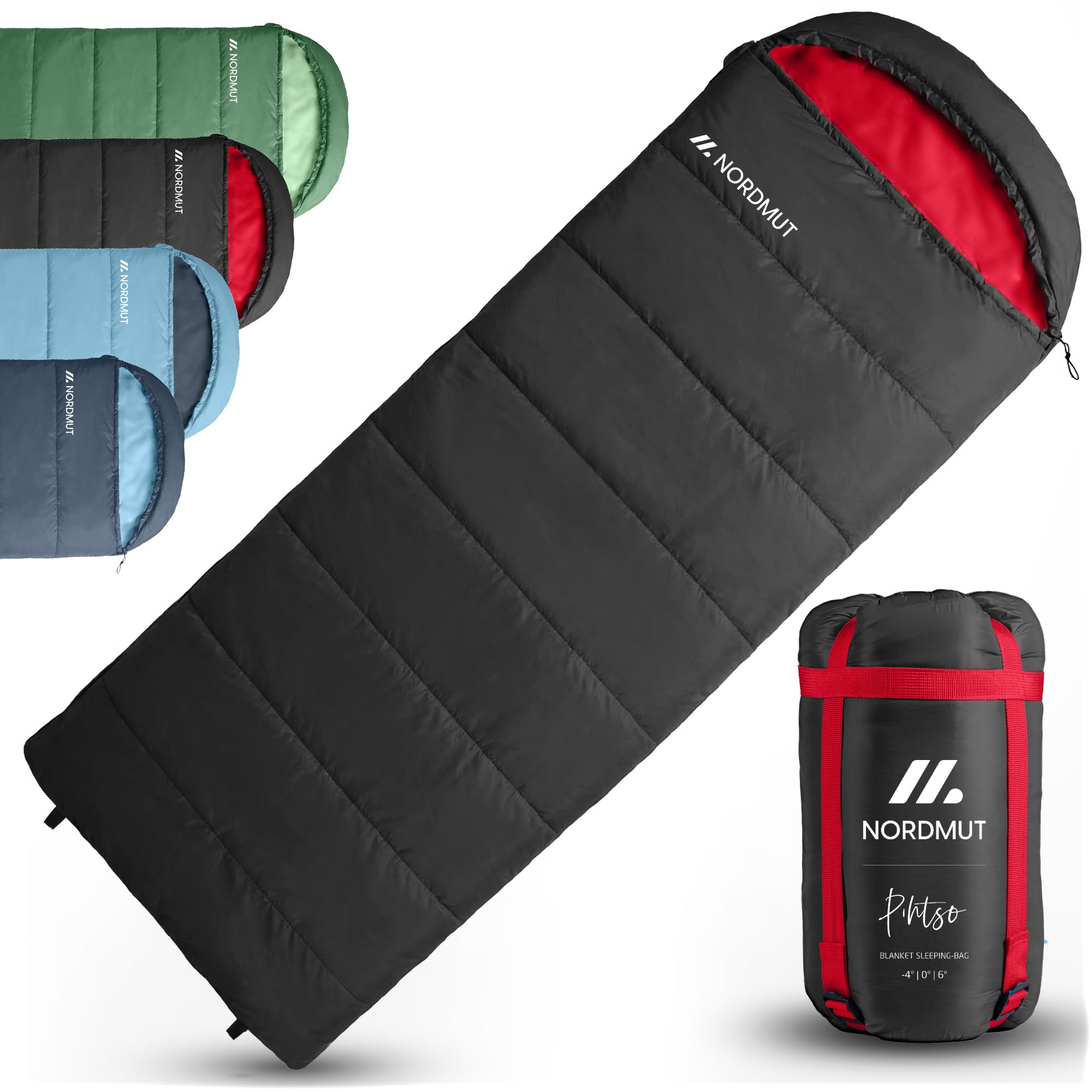 NORDMUT® Sac de Couchage Couverture Adulte avec Fermeture éclair YKK à Double Sens – Format Compact & ultraléger 1600 g – 3 Saisons (250 GSM) – Sac de Couchage pour Camping, Outdoor & Festivals
