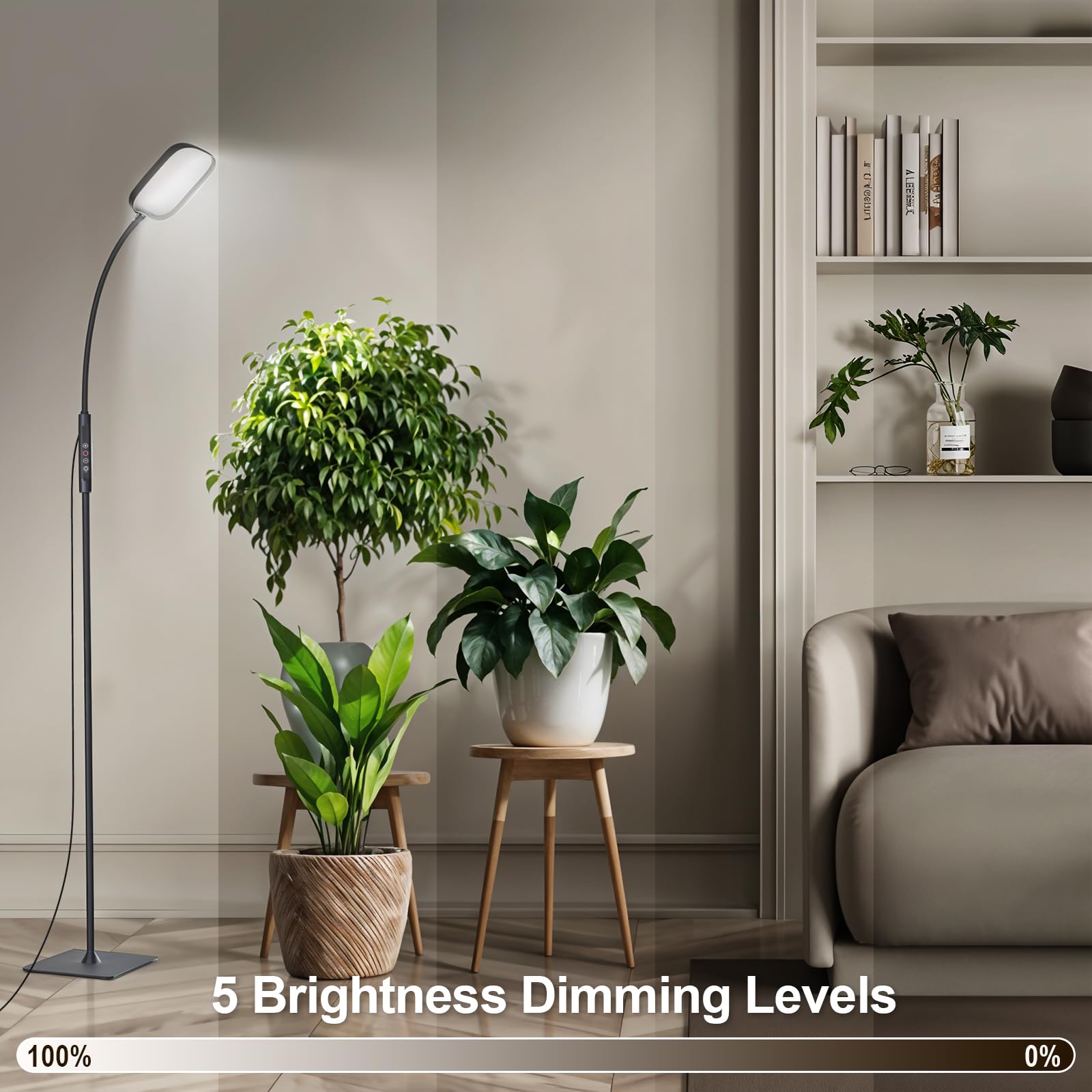 Mojimdo Lampe pour plantes 336 LED, lumière spectre complet 24W, 5 niveaux de luminosité, 3 hauteurs, cou réglable 360°, minuterie, idéal plantes intérieur