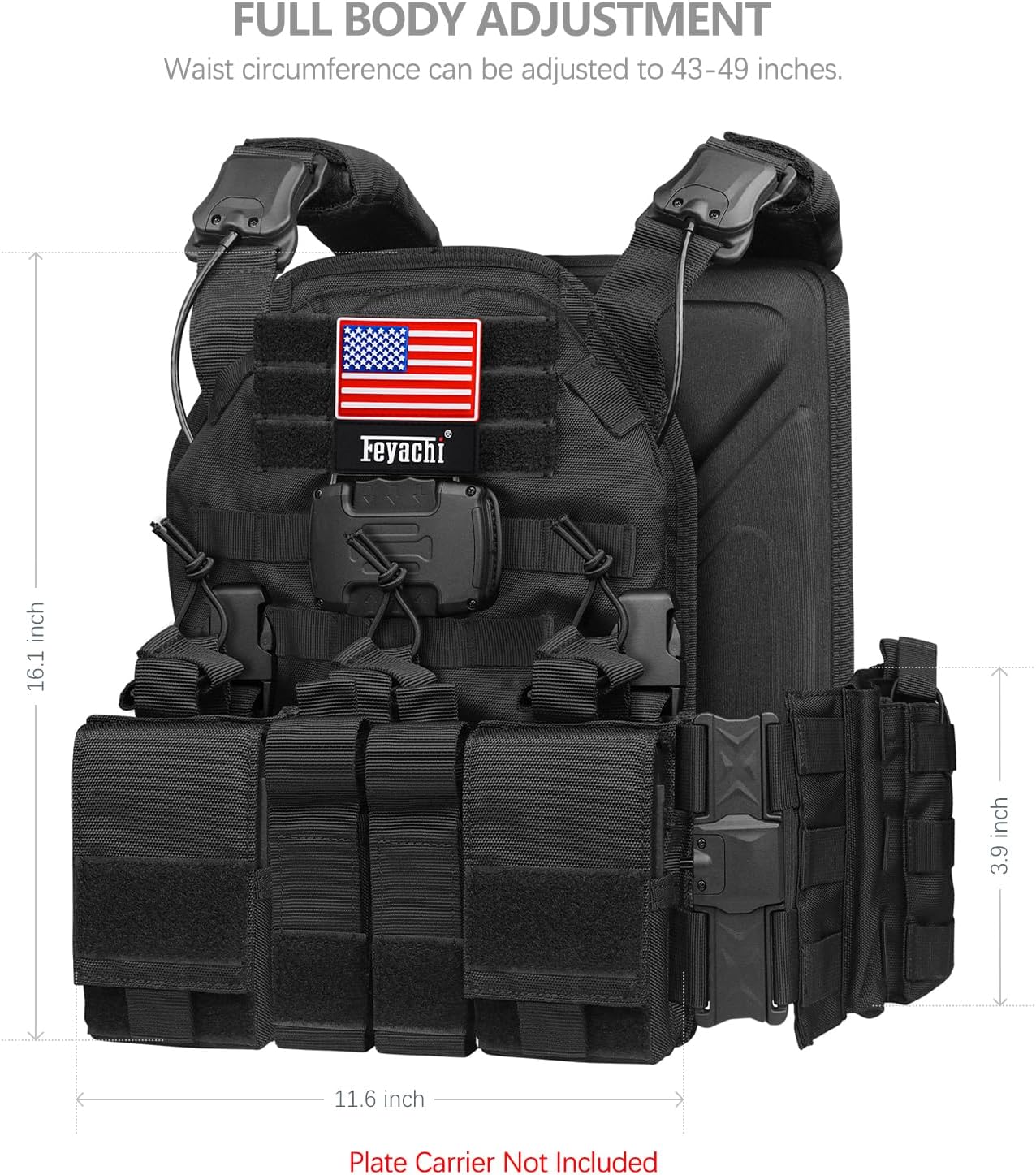 Feyachi TM 20 Magnetic Tactical Vest - Airsoft Vest MOLLE System Multifunctional Quick Release Vests Full Body Adjustable - Image 6