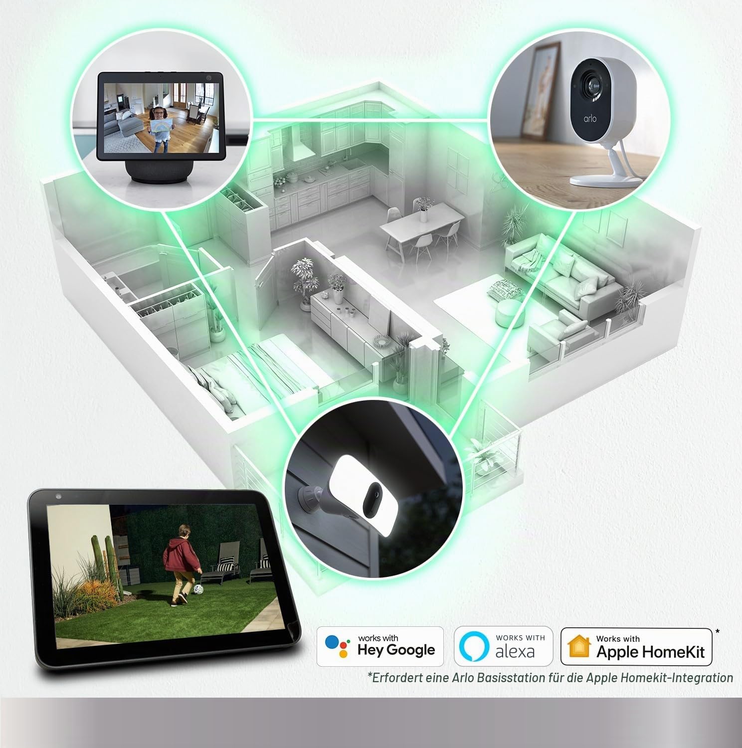 Arlo Pro 5 WLAN Überwachungskamera aussen X3 + zertifiziertes SmartHub, 2K UHD, Schwarz, Verbesserte Farbnachtsicht, 160° Blickwinkel, 2-Wege Audio, mit Secure Plan Testzeitraum