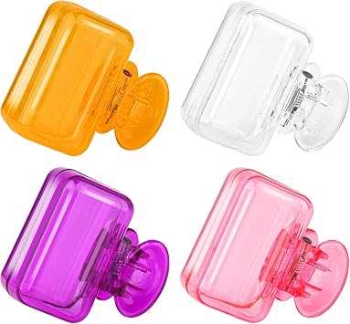 4 Pack Travel Toothbrush Head Covers Toothbrush Protector Cap Brush Pod Case Protective Portable Plastic Clip for Household Travel, Bathroom, Business, Camping, School Clear, Orange, Purple, Pink
