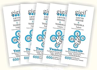 GIGIL ® Housie Tambola Tickets (Five Color) - Set of 5 Books (3000 Tkts)