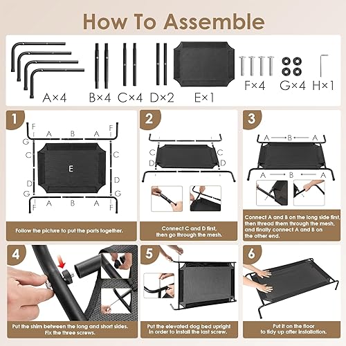 Miniatura 5 de EHEYCIGA Cama elevada XXL para perro, hamaca elevada para perros gigantes jumbo, plataforma elevada para mascotas con marco y malla Teslin de