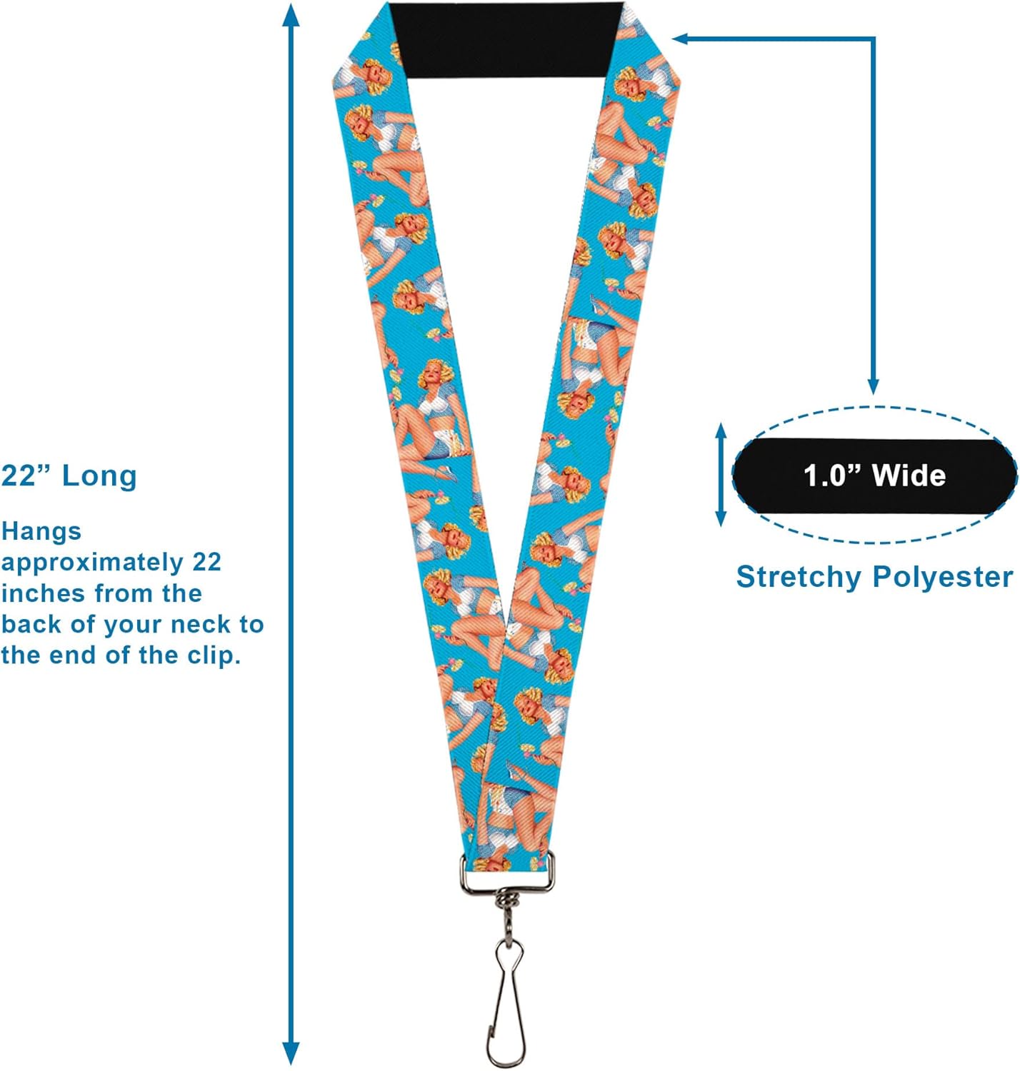 Buckle-Down Lanyard-1.0"-Blonde Pin Up Girl Bright Blue - Image 3