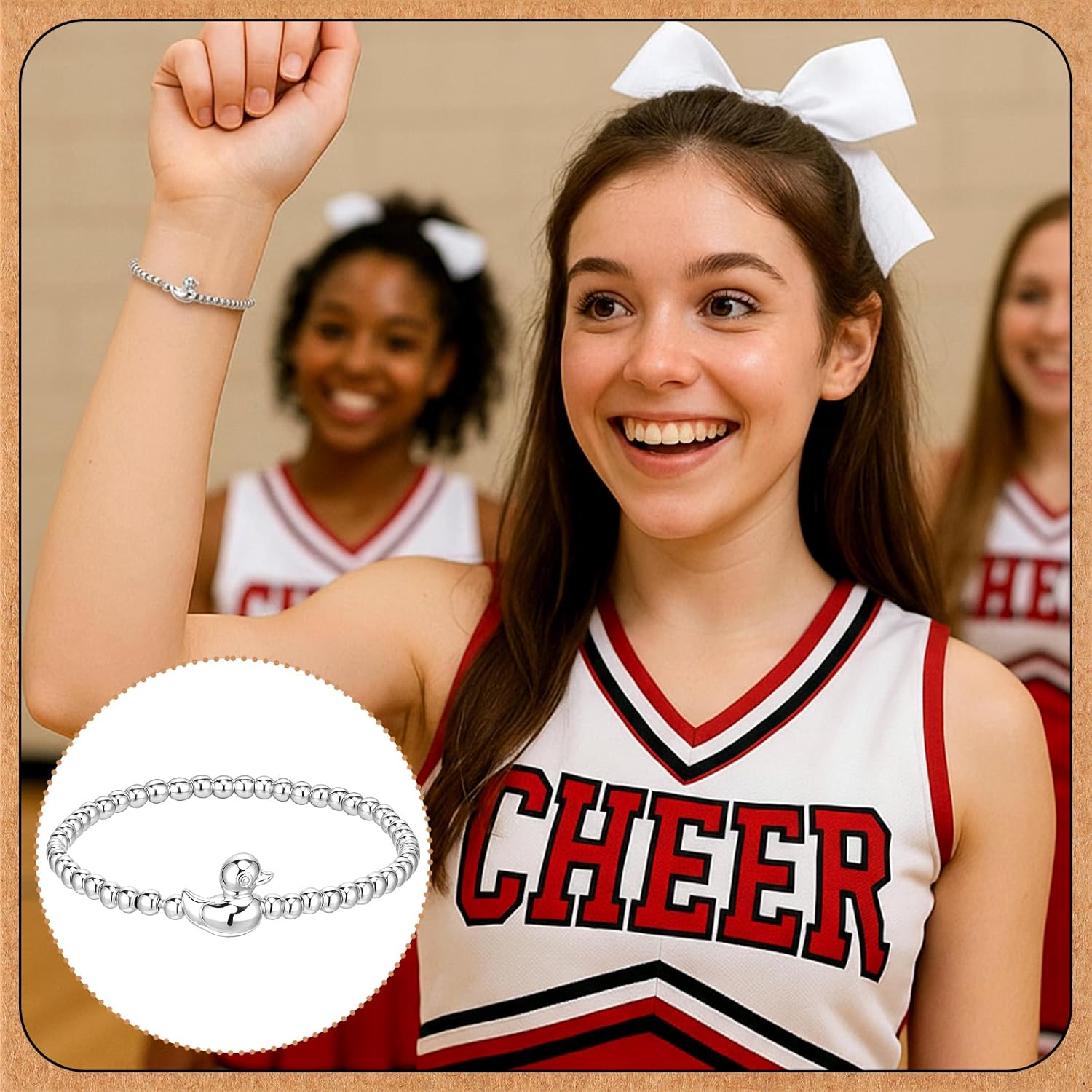 20 Set Cheer Team Gifts Bulk Cheer Duck Bracelets Cheerleader Charm Bracelet with Tags Team Inspirational Gift Accessories Jewelry for Teammates - Image 4