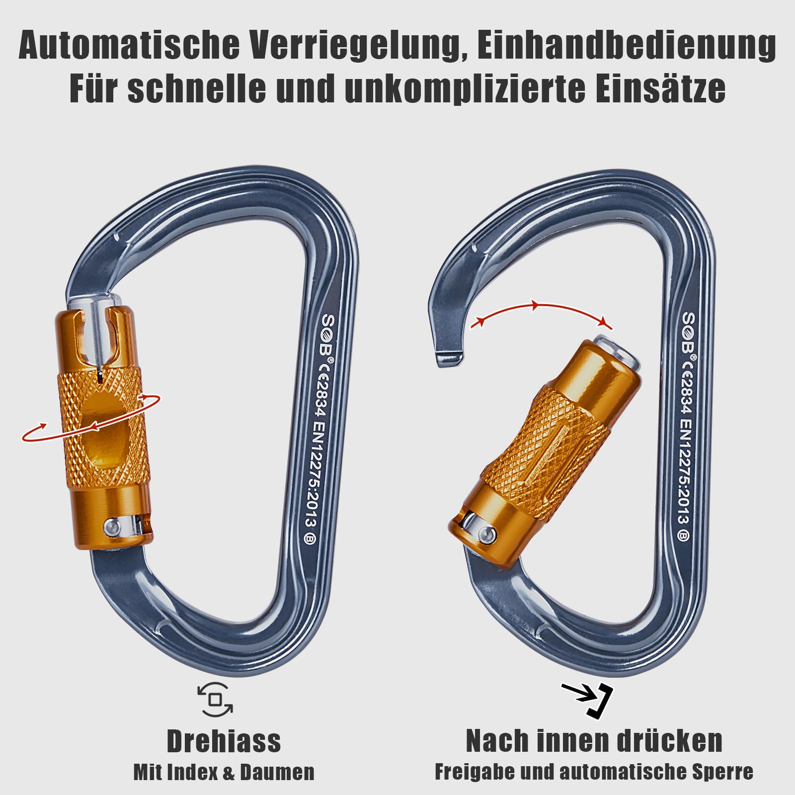 Moschettone da Arrampicata, Alluminio Ultralight Moschettoni Arrampicata per Arrampicata, Doppia, Campeggio Altalena Amache